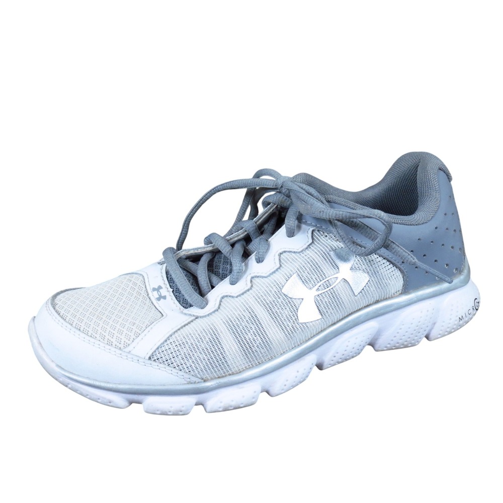 Under Armour Micro G Assert 6 Women Running Shoe 8.5 Athletic White Gray Mesh